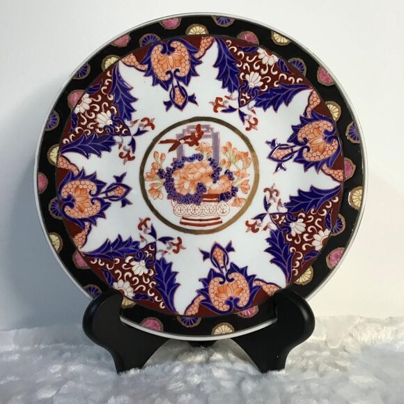 Other - Vintage Japanese Imari-Style Plate – 10” Blue & Gold Plate – Asian Made in Japan